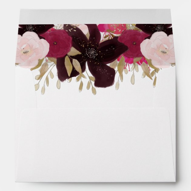 Bohemian Floral Wedding Custom A7 Lined Envelopes
