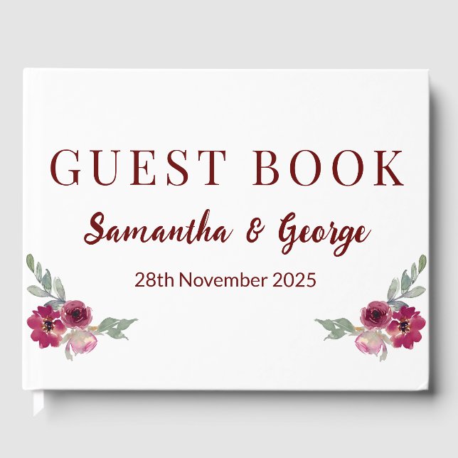 Bohemian Floral Wedding Guest Book (Front)