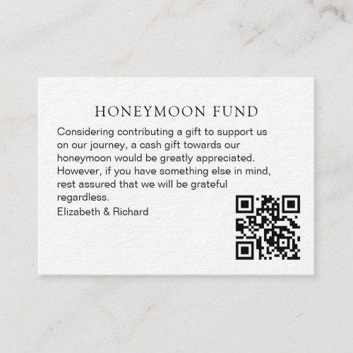 Bohemian Floral Wedding Honeymoon Fund QR Code Enclosure Card