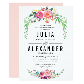 Bohemian Floral Wedding Invitation