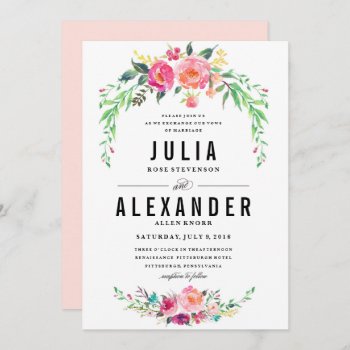 Bohemian Floral Wedding Invitation by blush_printables at Zazzle