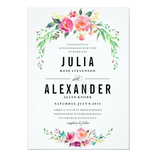 Bohemian Floral Wedding Invitation