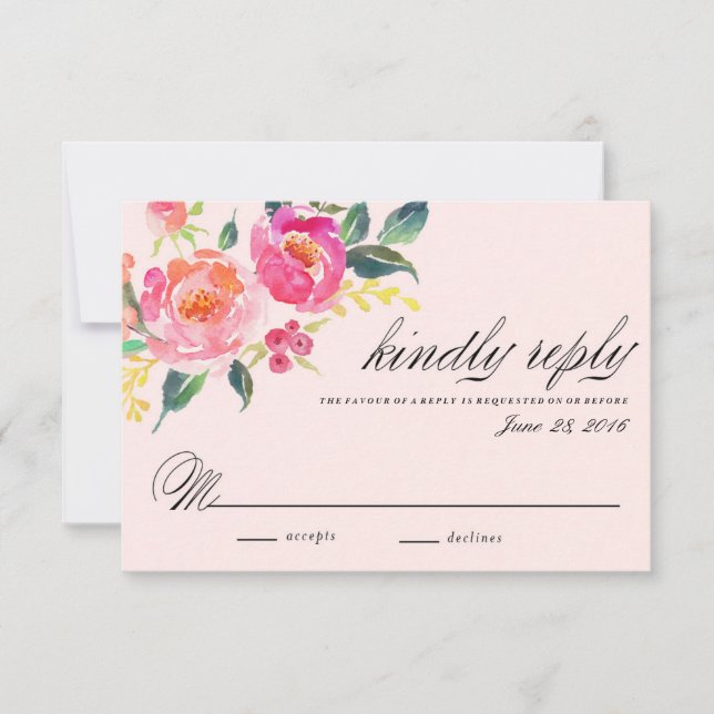 Bohemian Floral Wedding response card (Front)