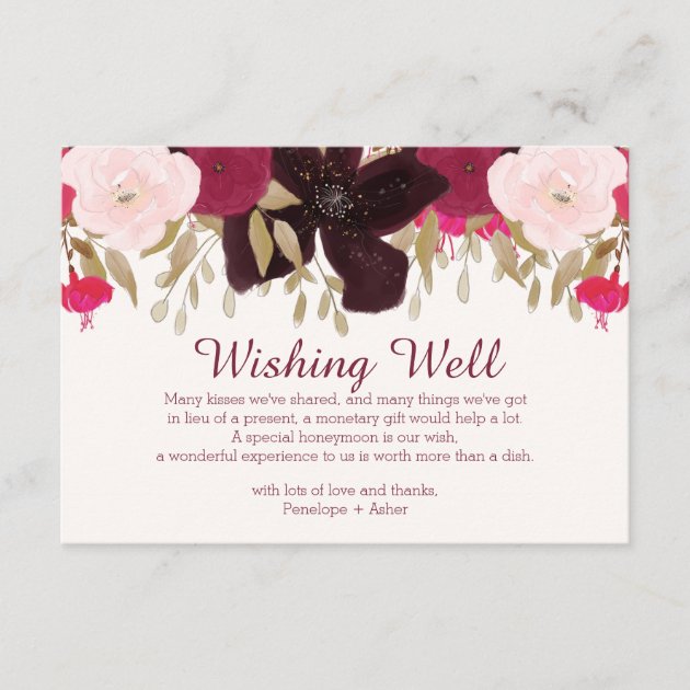 Bohemian Floral Wedding Wishing Well Insert Card