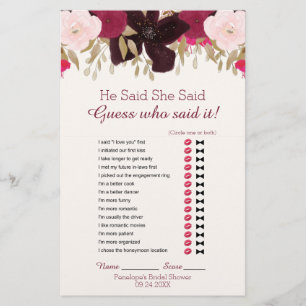 Bohemian Floral Wedding Word Search Shower Game