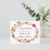 Bohemian Floral Wreath Boho Bridal Shower Recipe Postcard (Standing Front)