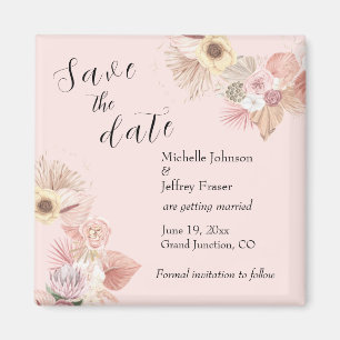 Bohemian Floral Wreath Rose Save the Date Magnet