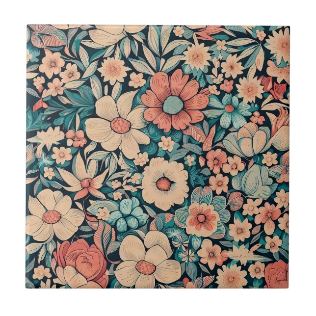 Bohemian Flower Ceramic Tile (Front)