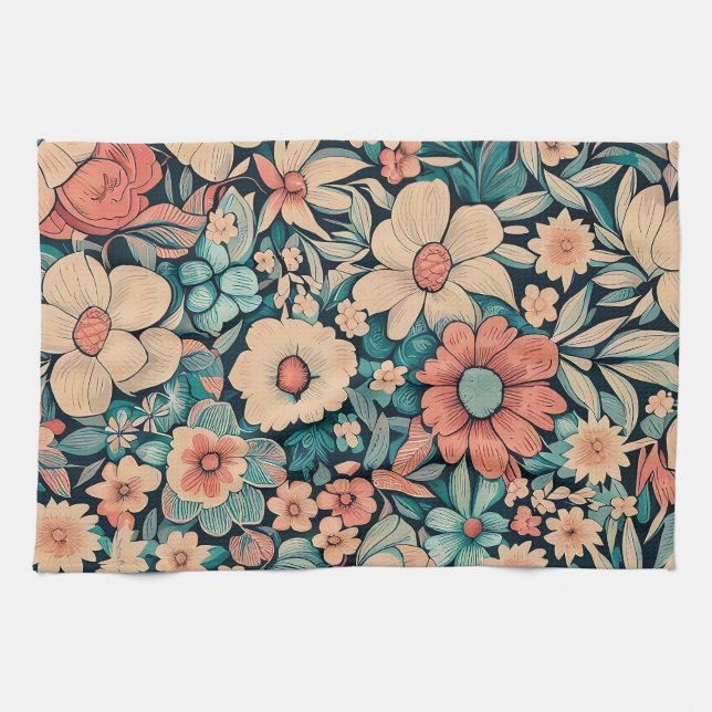 Bohemian Flower Kitchen Towel (Horizontal)