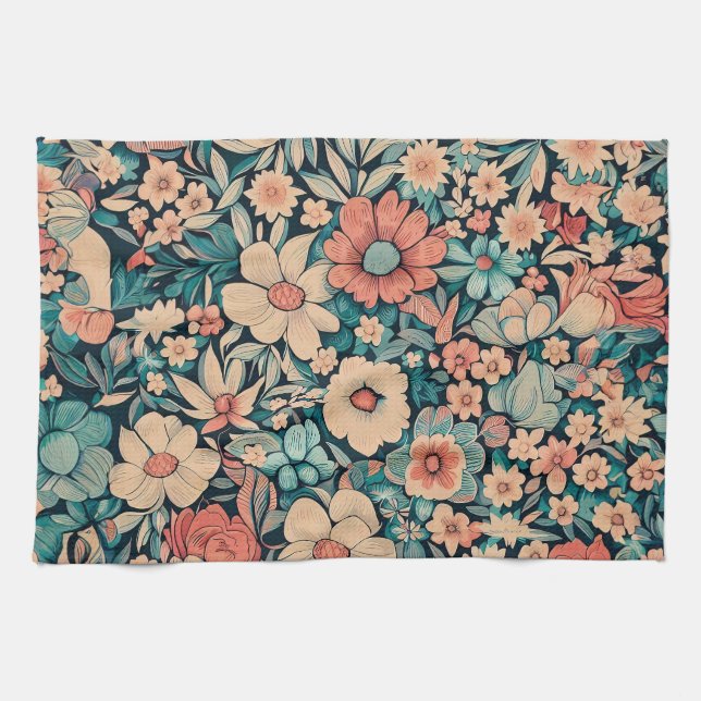 Bohemian Flower Kitchen Towel  (Horizontal)
