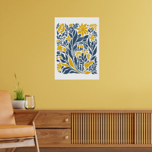  Bohemian Flower Market   Modern Abstract Leaves  Poster