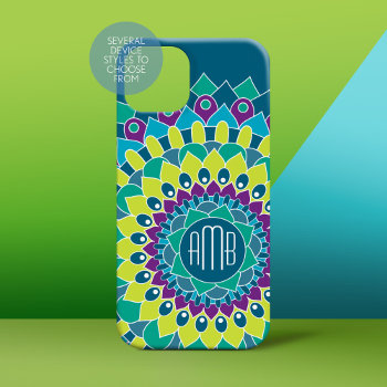 Bohemian Flower With Monograms Case-mate Iphone 14 Case by iphone_ipad_cases at Zazzle