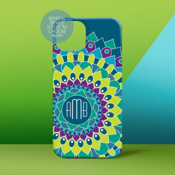 Bohemian Flower With Monograms Iphone 15 Case by iphone_ipad_cases at Zazzle