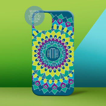 Bohemian Flower With Monograms Case-mate Iphone 14 Pro Case by iphone_ipad_cases at Zazzle