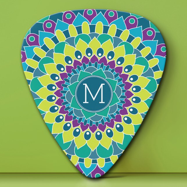 Bohemian Flower with Monograms Guitar Pick (Custom Guitar Pick)