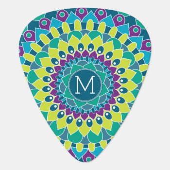 Bohemian Flower With Monograms Guitar Pick by iphone_ipad_cases at Zazzle