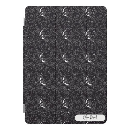 Bohemian Flowers and Moon Pattern Black and White iPad Pro Cover