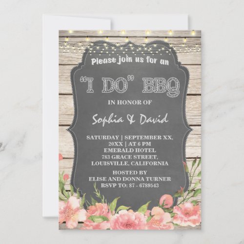 Bohemian Flowers I DO BBQ Old Barn Engagement Invitation