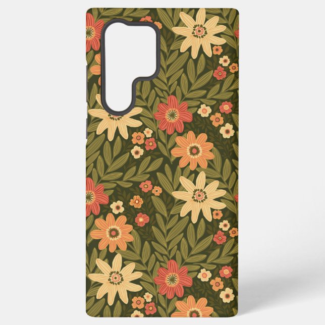 Bohemian flowers in earth tones samsung galaxy case (Back)