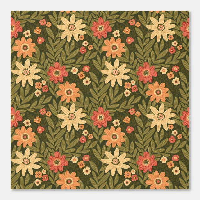 Bohemian flowers in earth tones wallpaper  (Front)