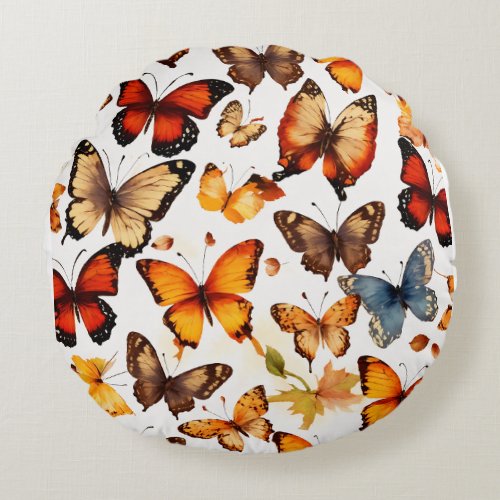 Bohemian Flutter Butterfly  Feather T_Shirt Desi Round Pillow