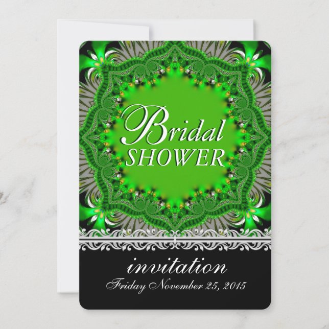 Bohemian Forest Garden Green Bridal Shower Party Invitation (Front)