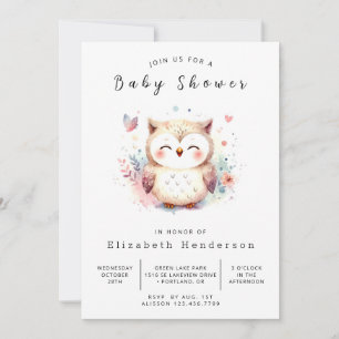 Bohemian Forest Owl Baby Shower Invitation