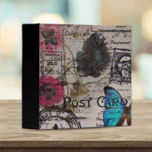 bohemian french country blue butterfly scripts 3 ring binder