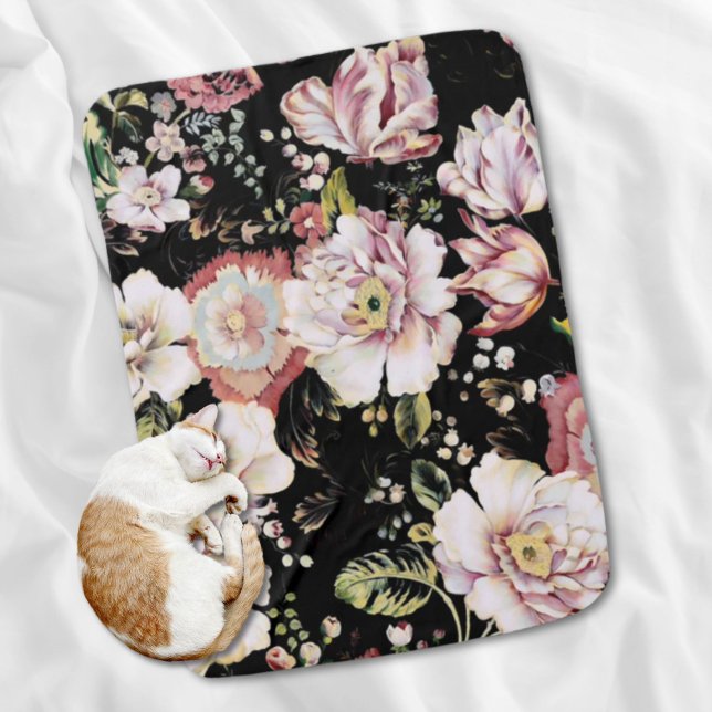 bohemian french country chic black floral baby blanket (bohemian french country chic black floral baby blanket)