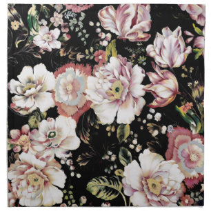 bohemian french country chic black floral napkin
