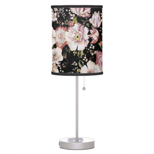 bohemian french country chic black floral table lamp