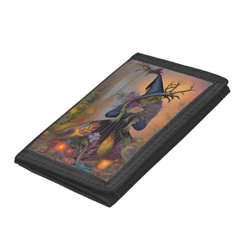 Bohemian Frog Witch Cauldron Trifold Wallet