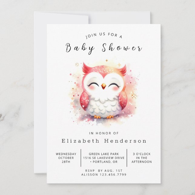 Bohemian Fun Owl Baby Shower Invitation (Front)