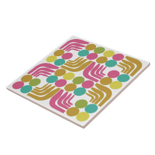 Bohemian Fun Red Blue Green Brown Mulit-colors Ceramic Tile