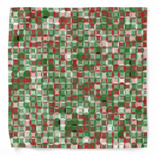 Bohemian Funky Christmas Checkerboard Pattern Bandana