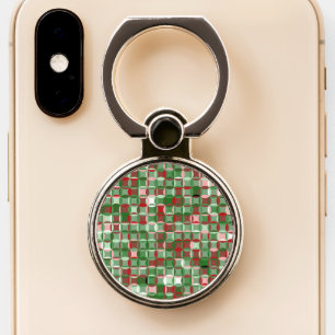 Bohemian Funky Christmas Checkerboard Pattern Phone Ring Stand