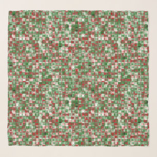 Bohemian Funky Christmas Checkerboard Pattern Scarf