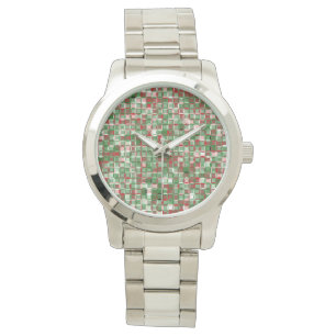 Bohemian Funky Christmas Checkerboard Pattern Watch