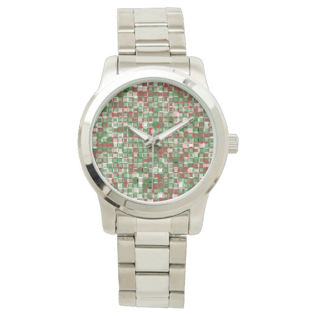 Bohemian Funky Christmas Checkerboard Pattern Watch (Front)