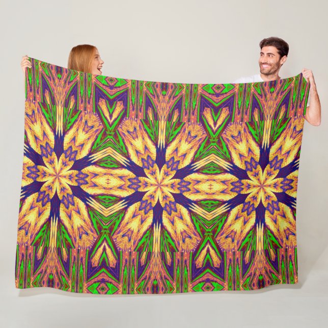 Bohemian Garden Flower In Summer 3 Floral  Fleece Blanket (In Situ)