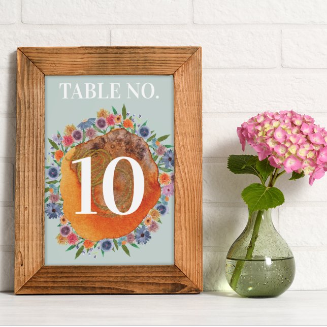 Bohemian Garden Light Blue Boho Wildflower Wedding Table Number (Creator Uploaded)