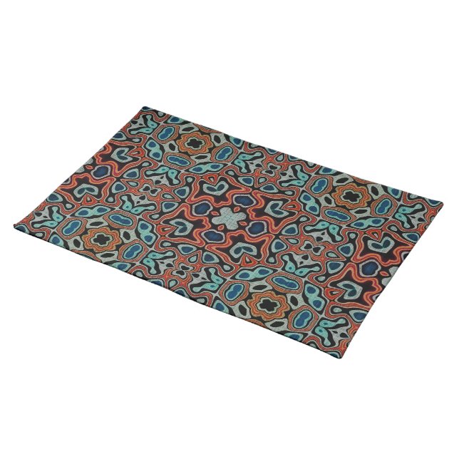 Bohemian Geometric Moroccan Mandala Art Pattern Cloth Placemat (On Table)