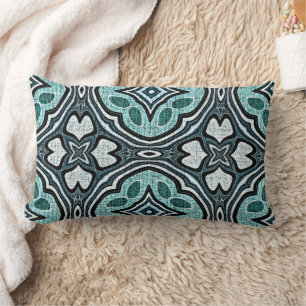 Bohemian Geometric Moroccan Mandala Art Pattern Lumbar Pillow