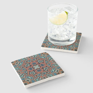 Bohemian Geometric Moroccan Mandala Art Pattern Stone Coaster