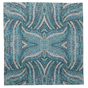 bohemian girly chic silver gray turquoise blue cloth napkin