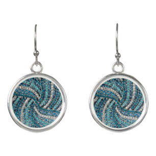  bohemian girly chic silver gray turquoise blue earrings