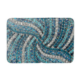 bohemian girly chic silver grey turquoise blue bath mat