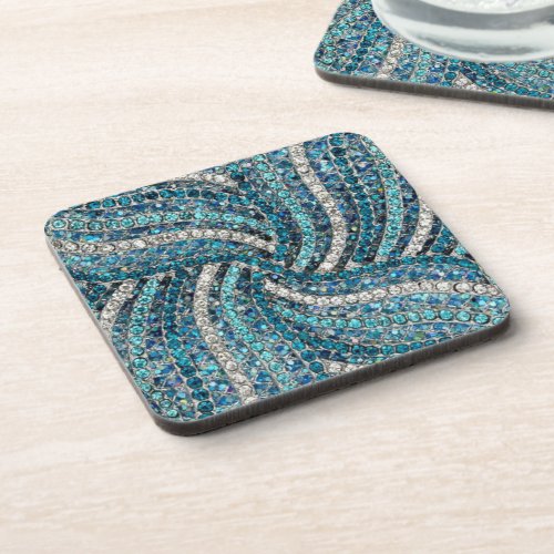 bohemian girly chic silver grey turquoise blue beverage coaster