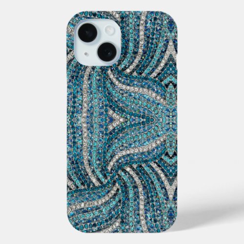  bohemian girly chic silver grey turquoise blue iPhone 15 case