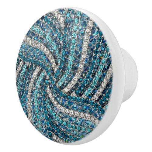 bohemian girly chic silver grey turquoise blue ceramic knob